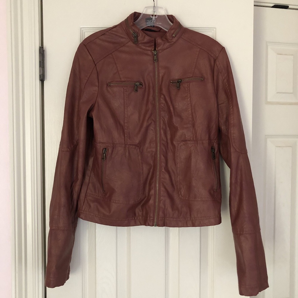 Rue21 Women's Leather Moto Jacket in Rust